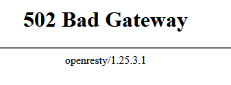 502 Bad Gateway openresty/1.25.3.1