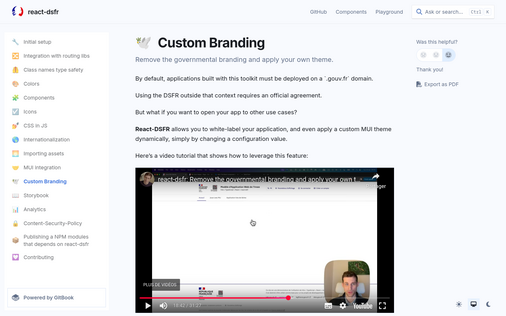 Capture d'écran de https://react-dsfr.codegouv.studio/custom-branding