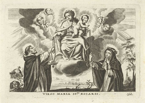Maria met Kind en de H. Dominicus en Catharina van Siena, Cornelis Galle (II), 1638 - 1678