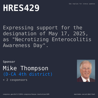 Description of HRES429, and a depiction of its sponsor, Mike Thompson.