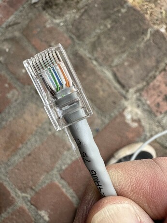 CAT5E cable with the end crimped