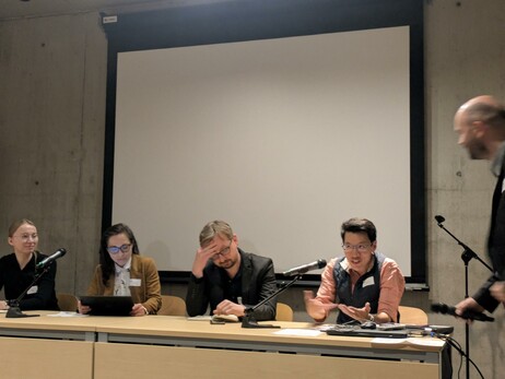 Gabriel Ku Wei Bin from the Free Software Foundation Europe, Katarzyna Szymielewicz from the Panoptykon Foundation, Anna Fajfer from Fundacja Wolnego Oprogramowania Reszka, Radosław Czajka from the Wolne Lektury Foundation, and FSF licensing manager Krzysztof Siewicz