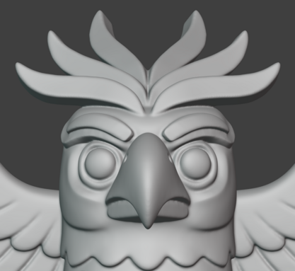 Blender 3D viewport screenshot, showing a stylized eagle head in progress.