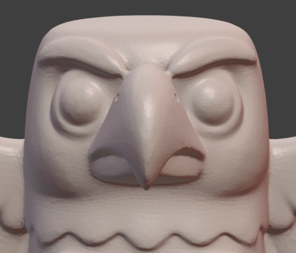 Blender 3D viewport screenshot, showing a stylized eagle head in progress.