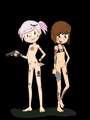 Variation of a BrutoMcRugen image, Romina and Joseline, bra + tattoos