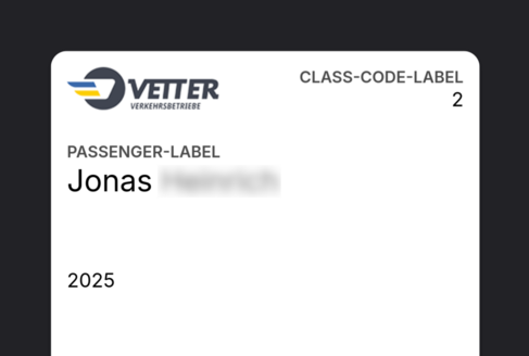 Screenshot of the wallet app entry for the train passport Deutschlandticket