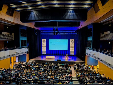 Presenter on stage