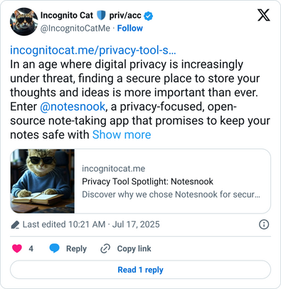 https://t.co/aSZWT9qnlQ
In an age where digital privacy is increasingly under threat, finding a secure place to store your thoughts and ideas is more important than ever. Enter @notesnook, a privacy-focused, open-source note-taking app that promises to keep your notes safe with