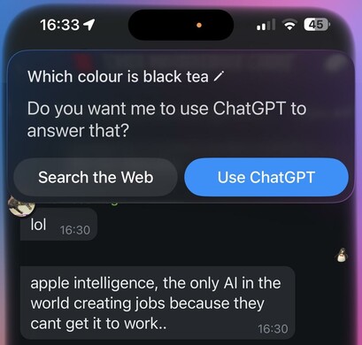 It’s asking me if I want it to ask ChatGPT to answer that