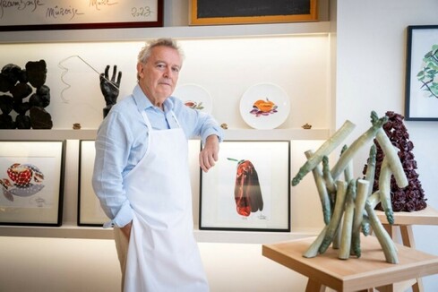 French chef Alain Passard poses in his restaurant &#039;L&#039;Arpege&#039; in Paris during a photo session.