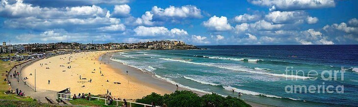 Three of my photographic images stitched together to form a panorama of the iconic Bondi Beach in Sydney, Australia.

By Kaye Menner Photography

https://kaye-menner.pixels.com/featured/bondi-beach-panorama-2-by-kaye-menner-kaye-menner.html

[From Wikipedia]
Bondi Beach or Bondi Bay is a popular beach and the name of the surrounding suburb in Sydney, New South Wales, Australia. Bondi Beach is located 7 km (4 mi) east of the Sydney central business district, in the local government area of Waverley Council, in the Eastern Suburbs. Bondi, North Bondi and Bondi Junction are neighbouring suburbs. Bondi Beach is one of the most visited tourist sites in Australia.

THE FINE ART AMERICA LOGO WILL NOT APPEAR ON PURCHASED PRINTS OR PRODUCTS.
