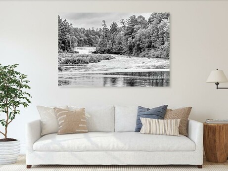 This black and white photo captures the stunning Tahquamenon Lower Falls in Michigan’s Upper Peninsula on a rainy day, with the river flowing heavily after several weeks of consistent rainfall, according to a local I spoke with.
@fineartamerica 
https://5-jennifer-white.pixels.com/featured/tahquamenon-lower-falls-and-river-grayscale-jennifer-white.html
#photography #buyintoart #fineart #travel #gifts
