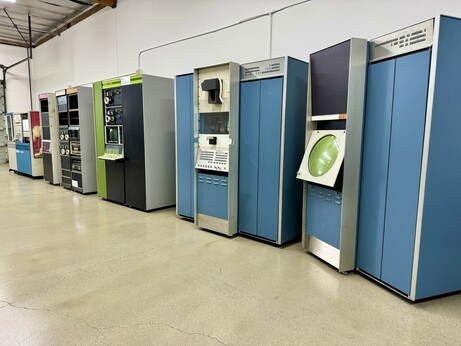 A row of DEC minicomputers