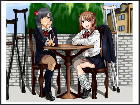 sauce: https://www.pixiv.net/en/artworks/61977307

#sfw #amputee #crutches 
 #disawaifu
