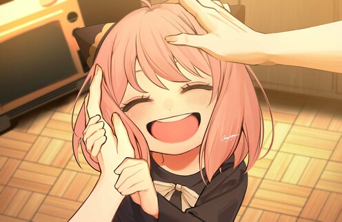 anya headpat art by mugi oyasumi